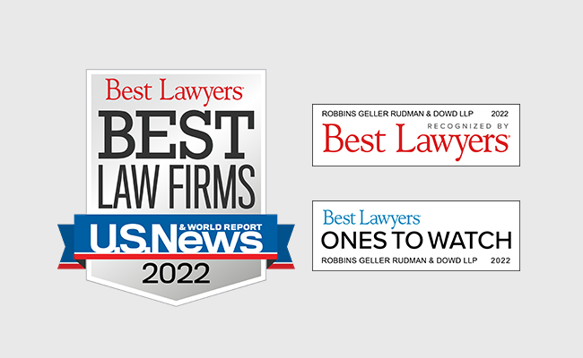 For Tenth Consecutive Year Robbins Geller Named to “Best Law Firms” List by U.S. News