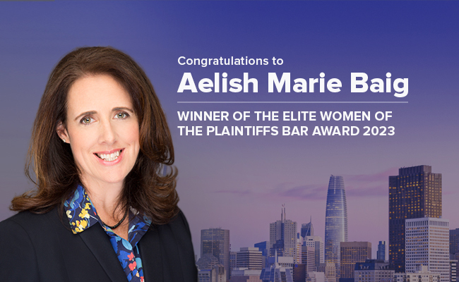 Robbins Geller Selected by The National Law Journal as Finalist in 2023 Elite Trial Lawyers Awards and Partner Aelish Marie Baig Wins in Elite Women of the Plaintiffs Bar