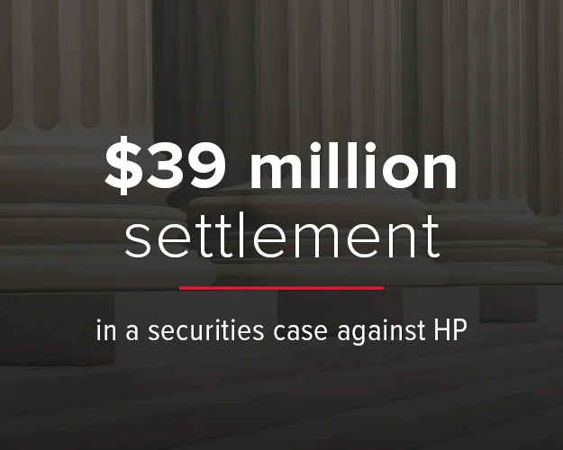 Investors Secure $39 Million Settlement in HP Securities Fraud Class Action