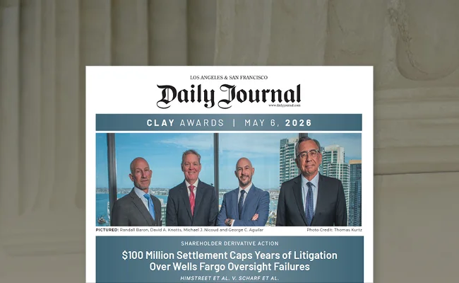 Daily Journal 2026 CLAY Awards: $100 Million Settlement Caps Years of Litigation Over Wells Fargo Oversight Failures