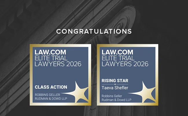 Robbins Geller and Partner Taeva Shefler Recognized at 2026 Elite Trial Lawyers Awards by The National Law Journal