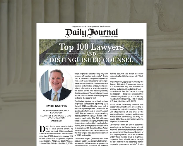 Daily Journal’s Top 100 Lawyers and Distinguished Counsel: David Knotts