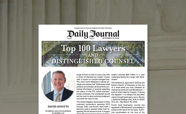 Daily Journal’s Top 100 Lawyers and Distinguished Counsel: David Knotts